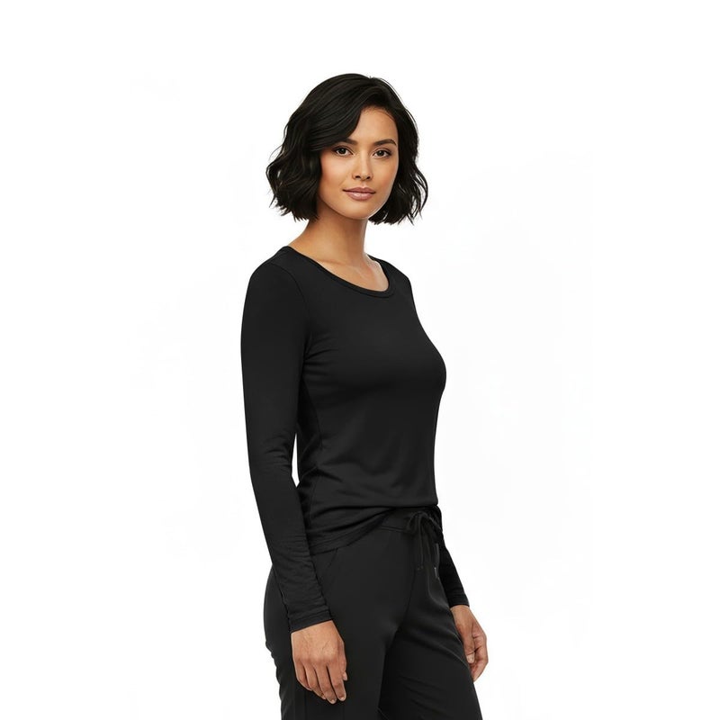 Natural Uniforms Women's Under Scrub Tee Crew Neck Long Sleeve T-Shirt (Black, X-Large) - Image 5